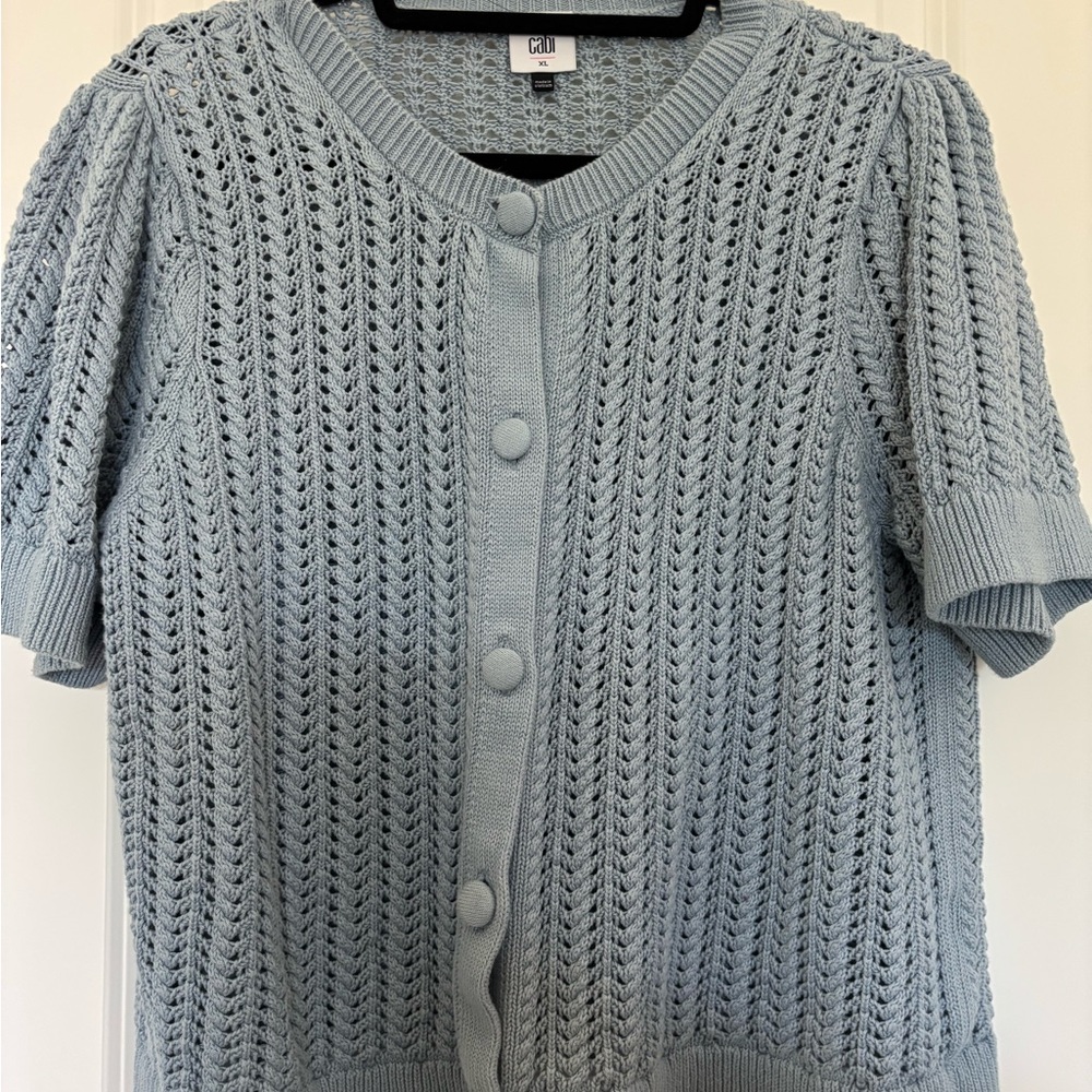 CAbi Soft Blue Knit Cardigan Sweater